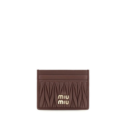 Miu Miu Matelassé Bordeaux Nappa Leather Card Holder