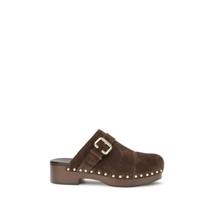 Chloé Jeannette Brown Suede Clog Mules