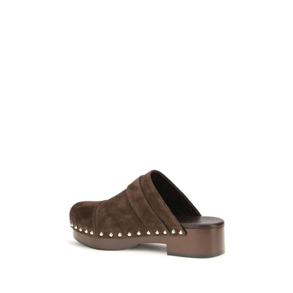 Chloé Jeannette Brown Suede Clog Mules