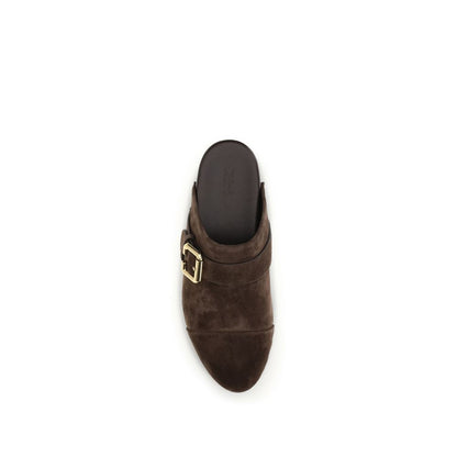 Chloé Jeannette Brown Suede Clog Mules