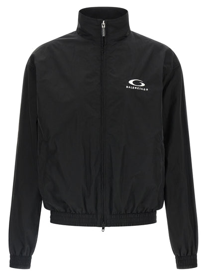 Balenciaga Black Cotton-Blend Tracksuit Bomber Jacket