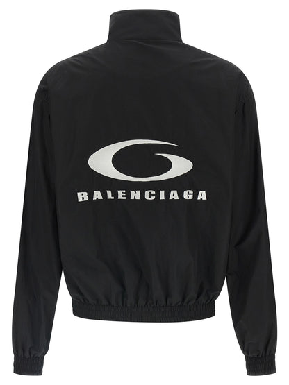 Balenciaga Black Cotton-Blend Tracksuit Bomber Jacket