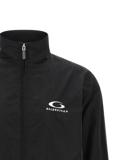 Balenciaga Black Cotton-Blend Tracksuit Bomber Jacket