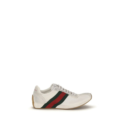 Gucci Tempo Web Stripe Mesh & Suede Sneakers White