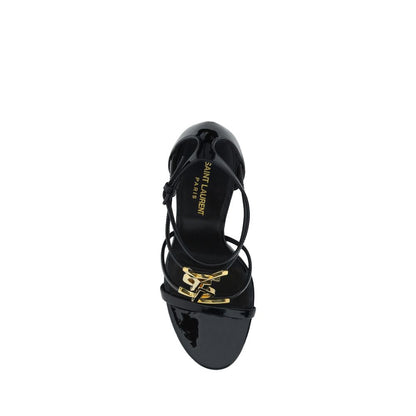 Saint Laurent Cassandra Black Leather Sandals