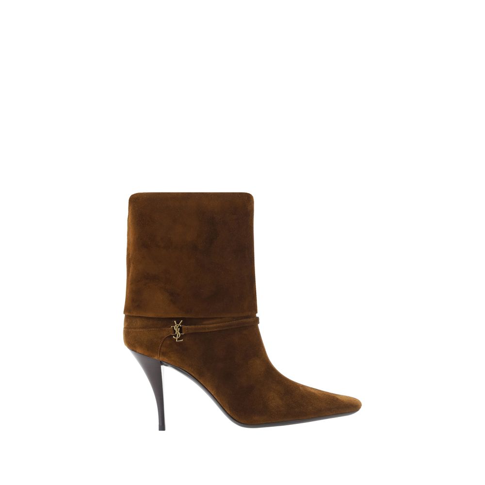 Saint Laurent Vicky Brown Suede Ankle Boots