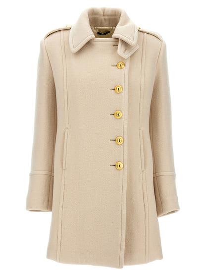 Tom Ford White Wool-Cashmere Single-Breasted Coat