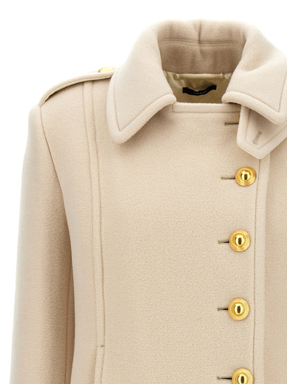 Tom Ford White Wool-Cashmere Single-Breasted Coat