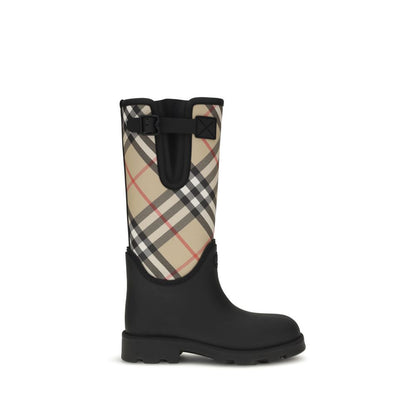 Burberry Marsh Stamp Black Rubber Rain Boots