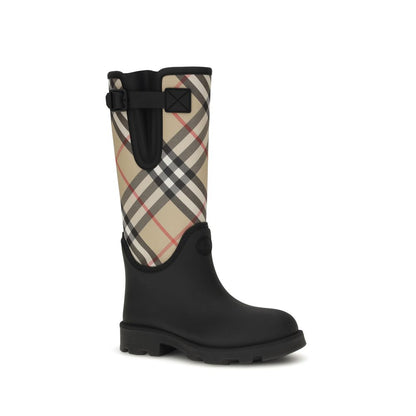 Burberry Marsh Stamp Black Rubber Rain Boots