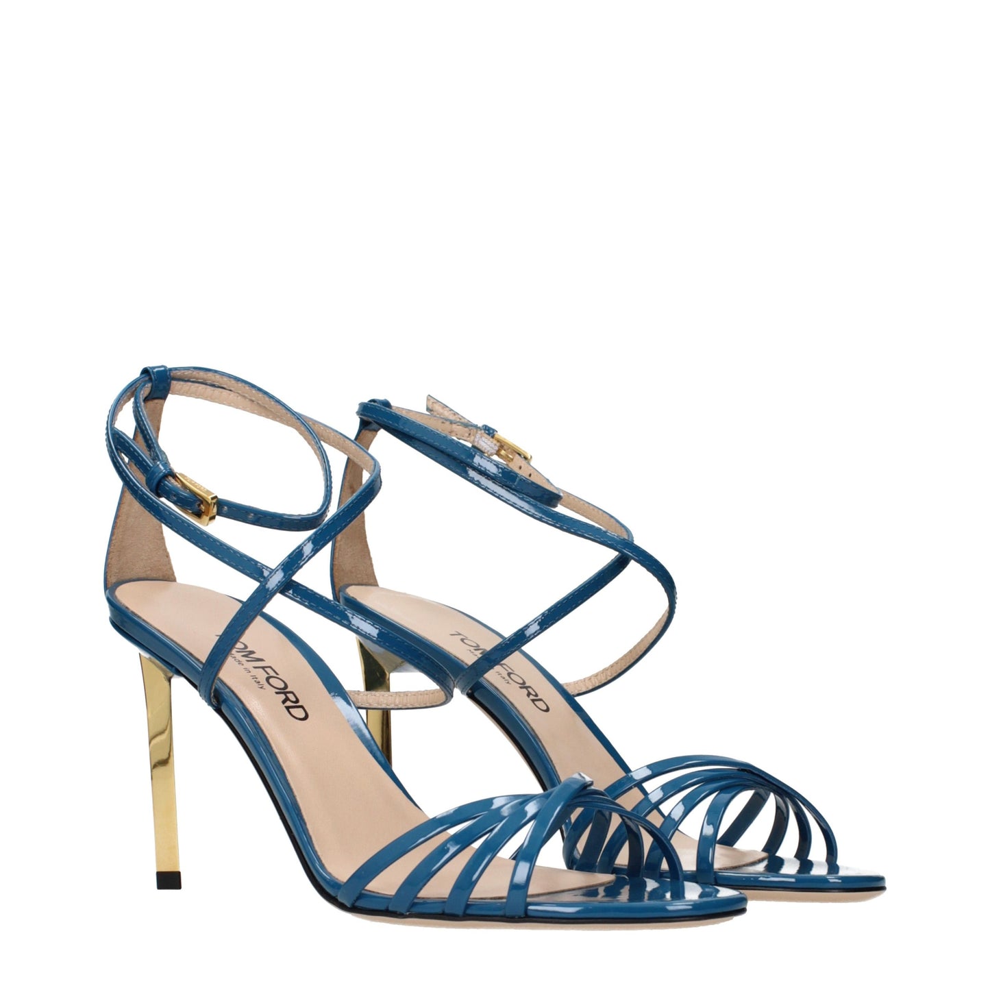 Tom Ford Padlock Blue Patent Leather Sandals