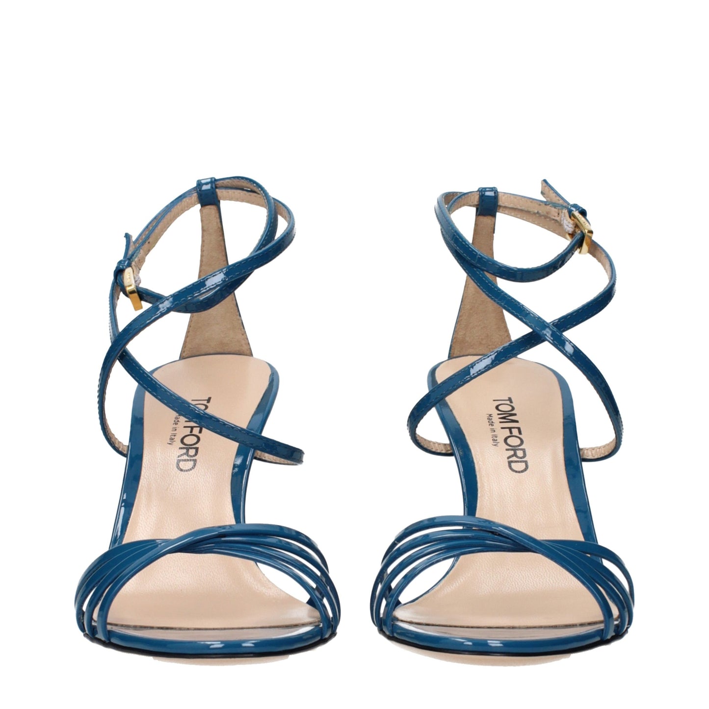 Tom Ford Padlock Blue Patent Leather Sandals