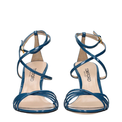 Tom Ford Padlock Blue Patent Leather Sandals