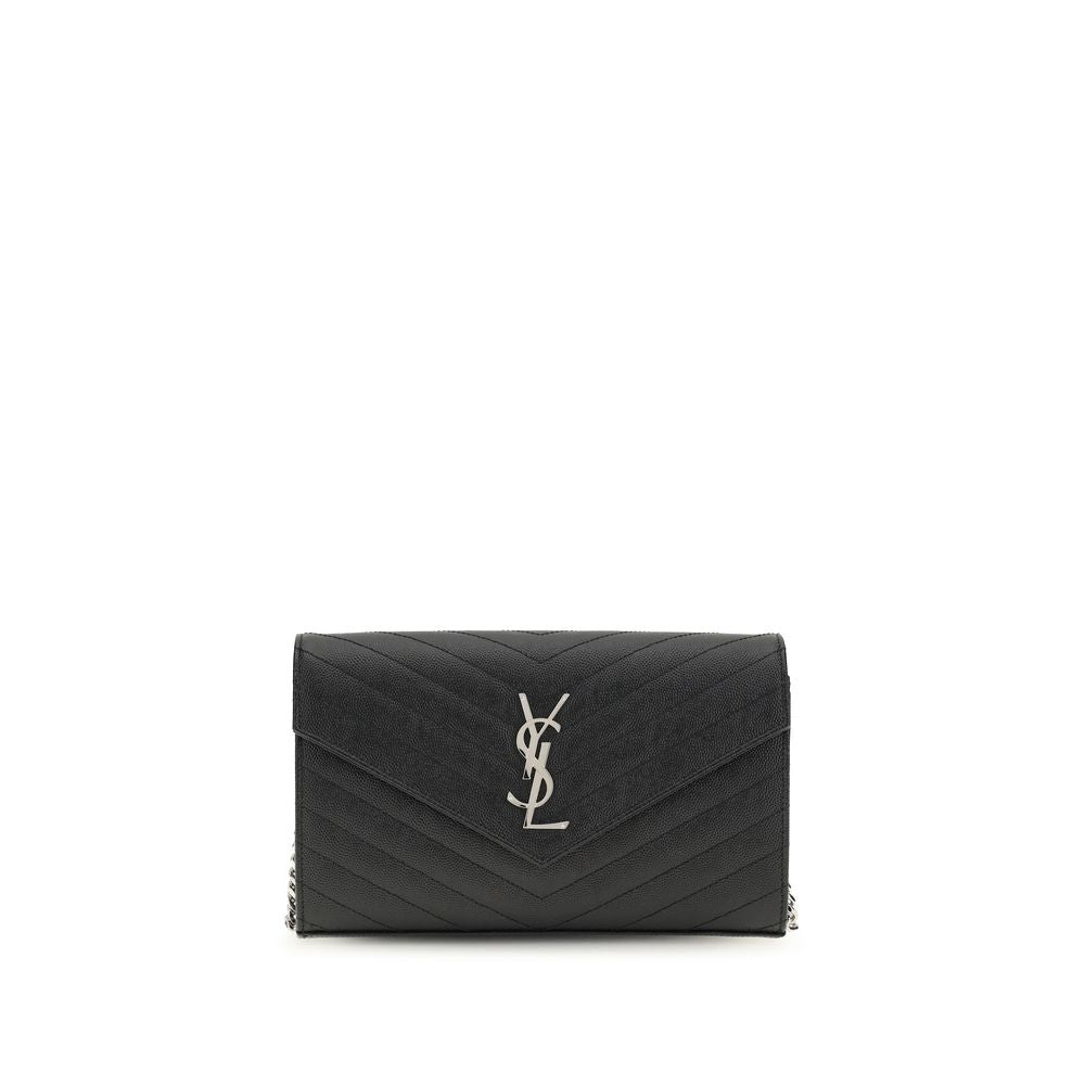 Small YSL Wallet on Chain in Grain Leather