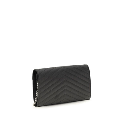 Small YSL Wallet on Chain in Grain Leather