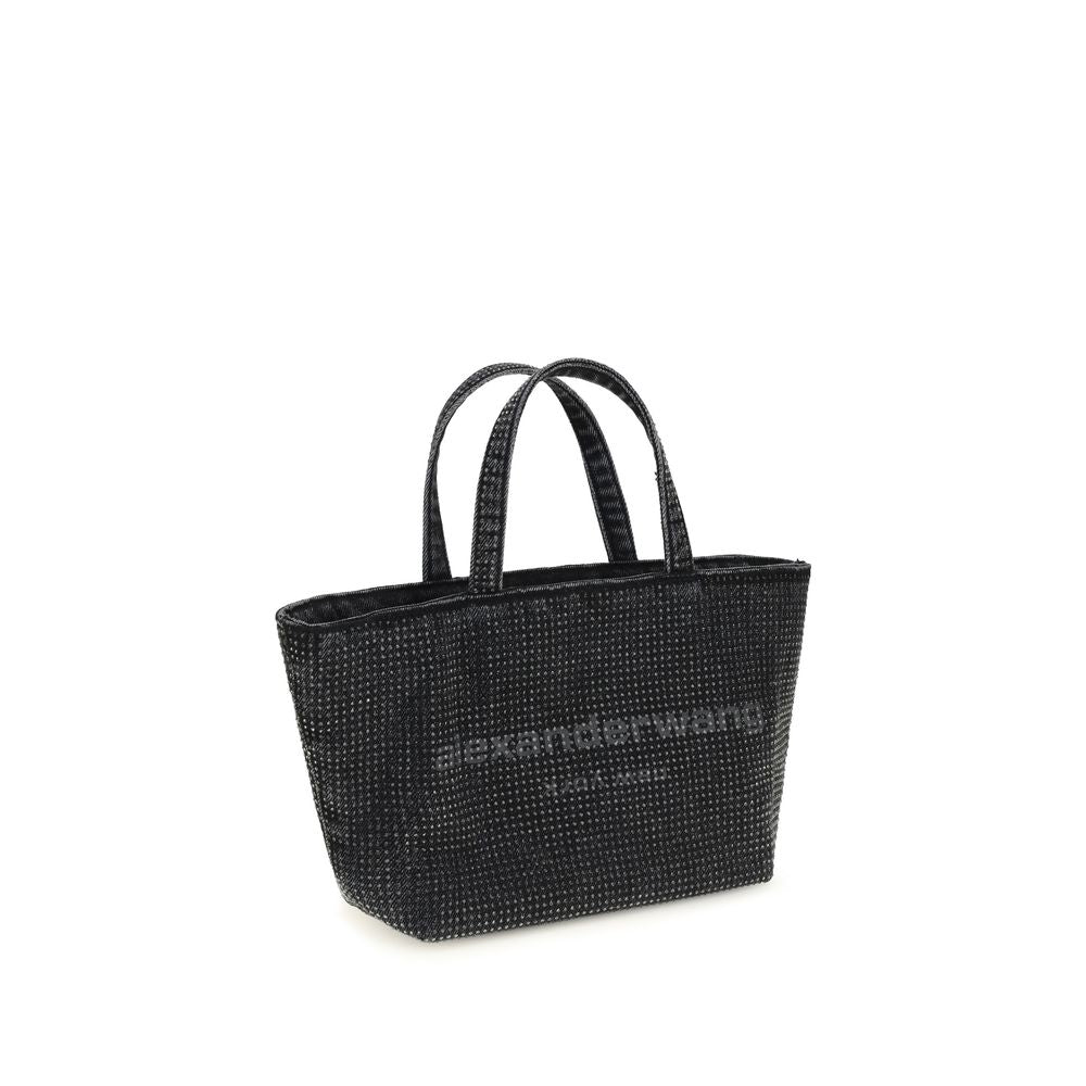 Alexander Wang Punch Small Tote Crossbody Crystal Grey Aged Cotton Bag