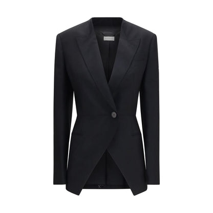 Givenchy Black Slashed Double-Breasted Wool-Mohair Blazer