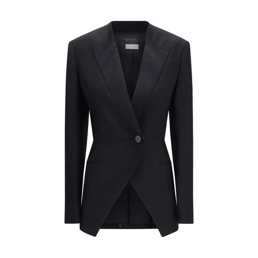 Givenchy Black Slashed Double-Breasted Wool-Mohair Blazer