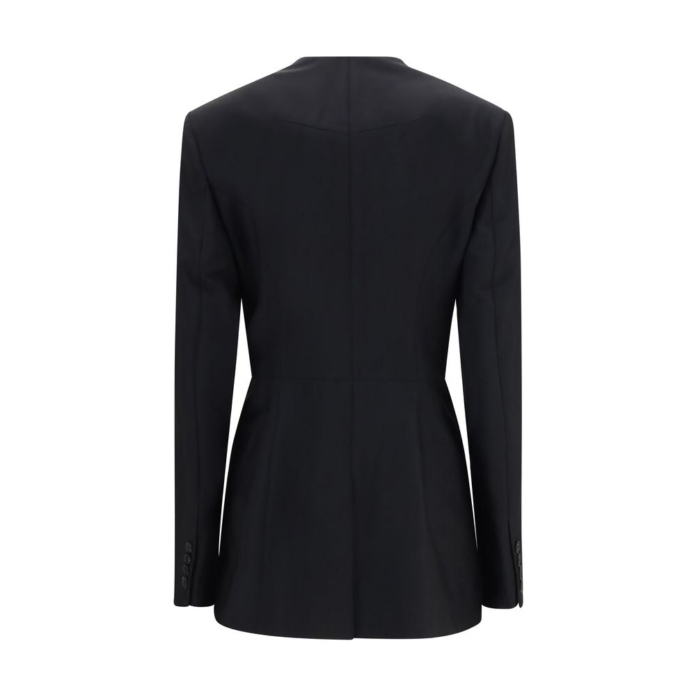 Givenchy Black Slashed Double-Breasted Wool-Mohair Blazer