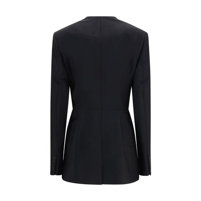 Givenchy Black Slashed Double-Breasted Wool-Mohair Blazer