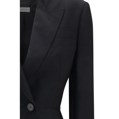 Givenchy Black Slashed Double-Breasted Wool-Mohair Blazer