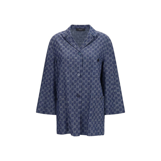 Gucci Blue GG Jacquard Cotton Jacket