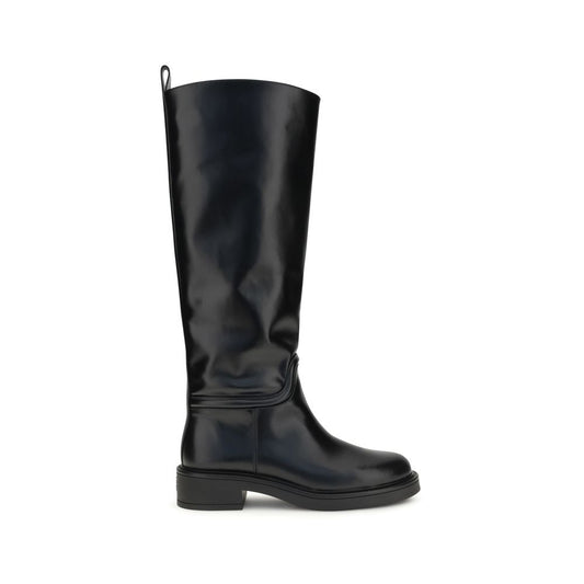 Stuart Weitzman Celia Black Leather Knee-High Boots