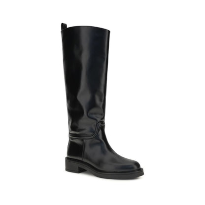 Stuart Weitzman Celia Black Leather Knee-High Boots