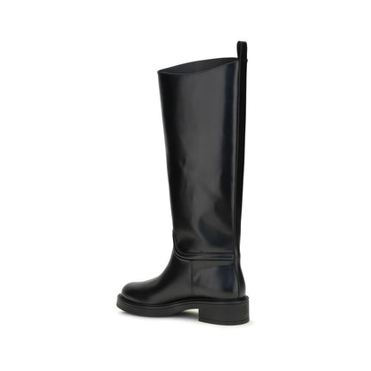 Stuart Weitzman Celia Black Leather Knee-High Boots