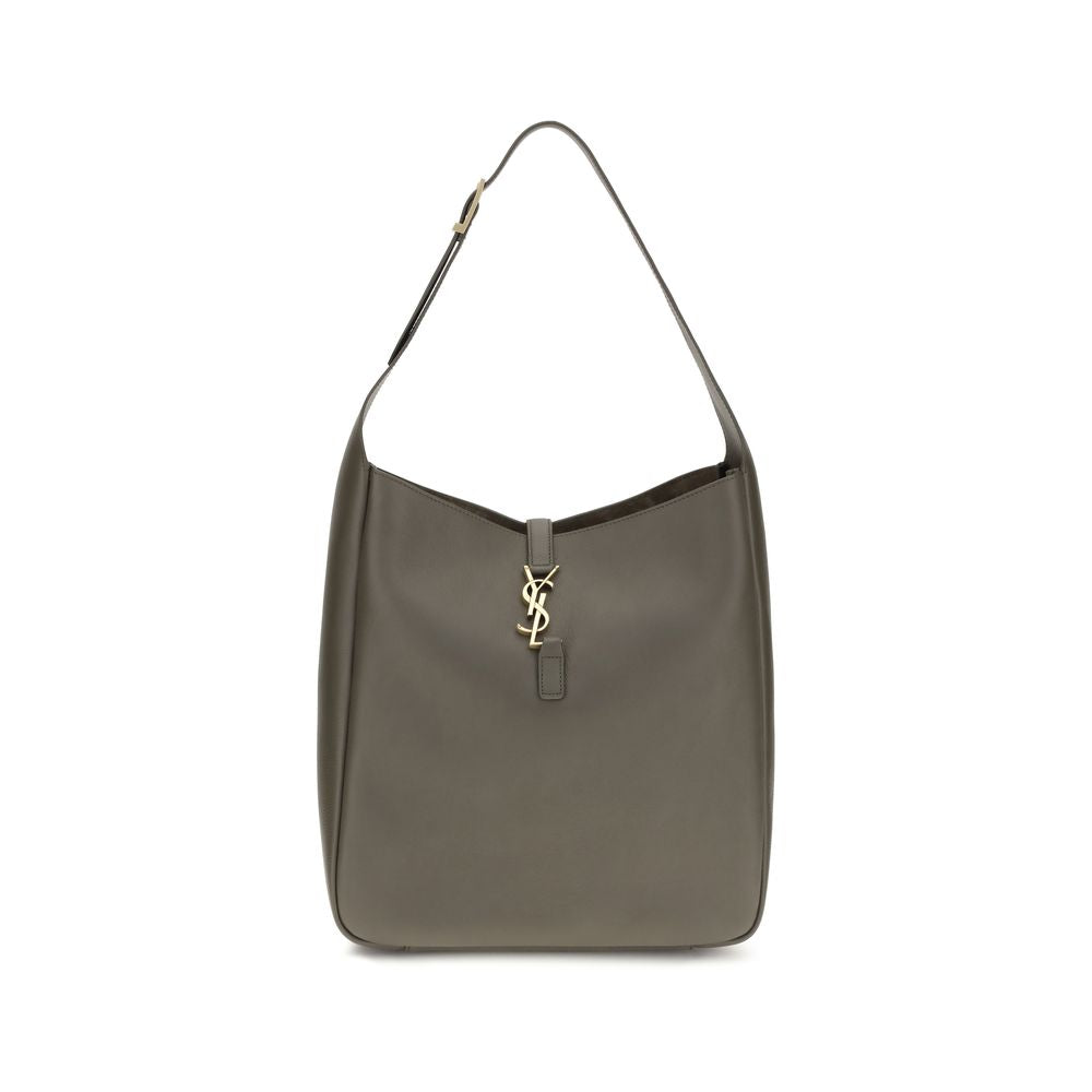 Saint Laurent Le 5 À 7 Large Bicolor Grained Calfskin Hobo Bag