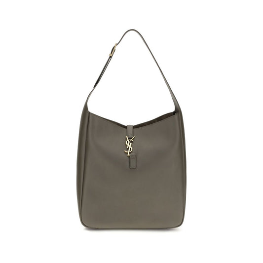 Saint Laurent Le 5 À 7 Large Bicolor Grained Calfskin Hobo Bag