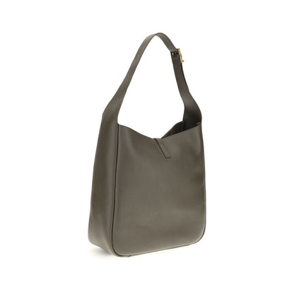 Saint Laurent Le 5 À 7 Large Bicolor Grained Calfskin Hobo Bag