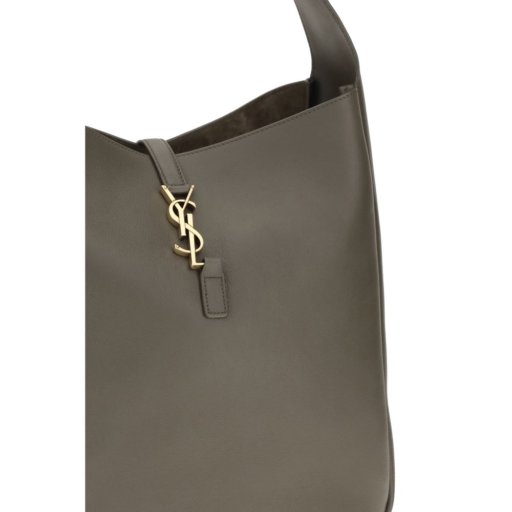 Saint Laurent Le 5 À 7 Large Bicolor Grained Calfskin Hobo Bag