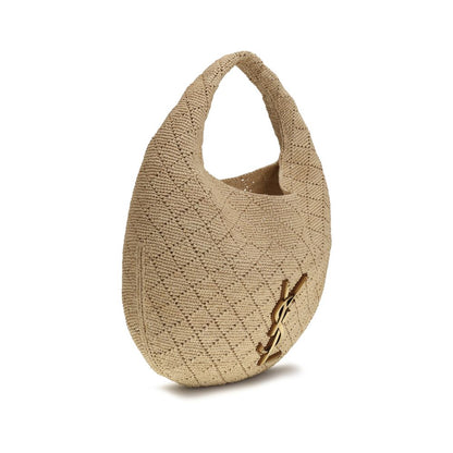 Saint Laurent Icare Beige Raffia Hobo Bag