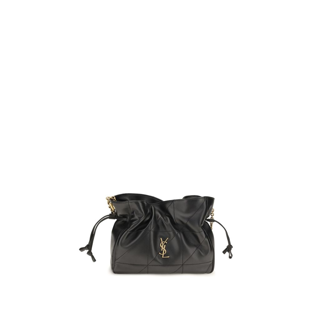 Saint Laurent Jamie Carré Rive Gauche Pouch in Black Lambskin