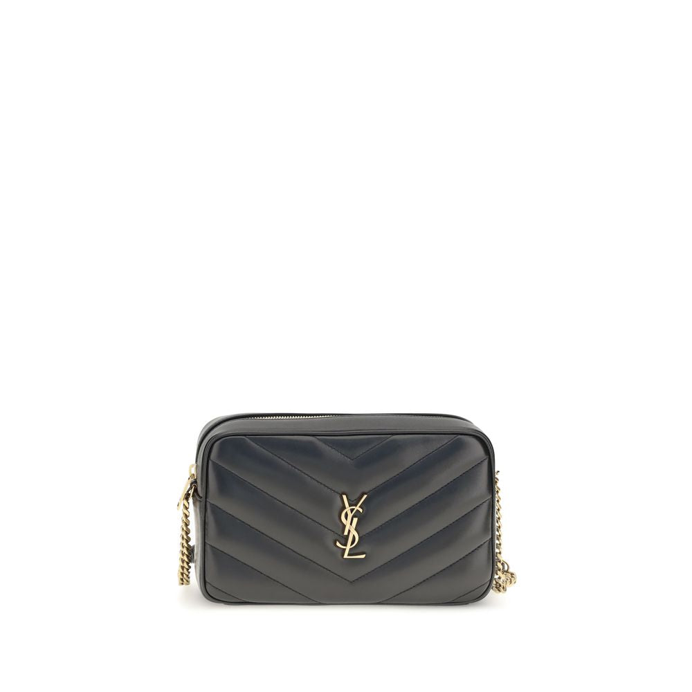 Saint Laurent LouLou Small Black Matelassé Leather Camera Bag