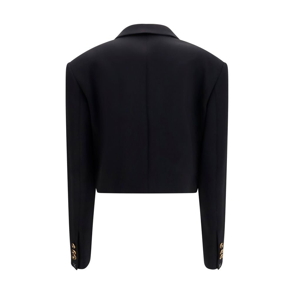 Versace Black Wool Crop Blazer