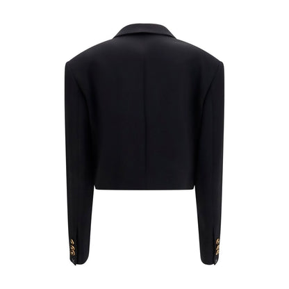Versace Black Wool Crop Blazer