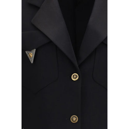 Versace Black Wool Crop Blazer