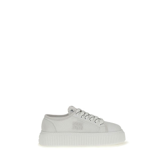 Miu Miu Mesh Fabric Platform Sneakers in White