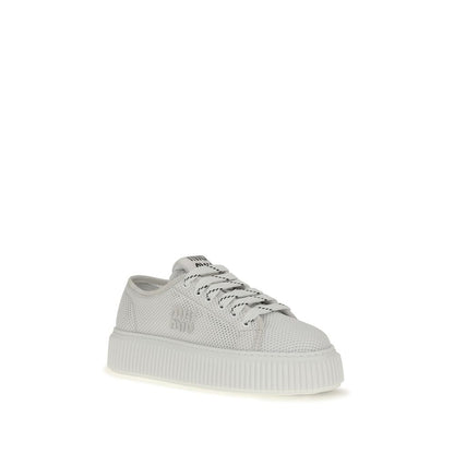 Miu Miu Mesh Fabric Platform Sneakers in White