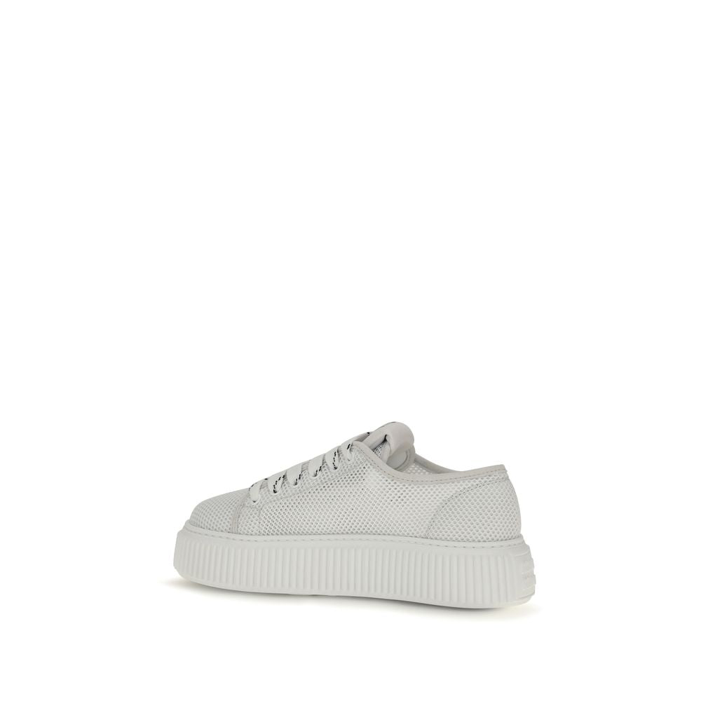 Miu Miu Mesh Fabric Platform Sneakers in White