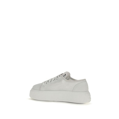 Miu Miu Mesh Fabric Platform Sneakers in White