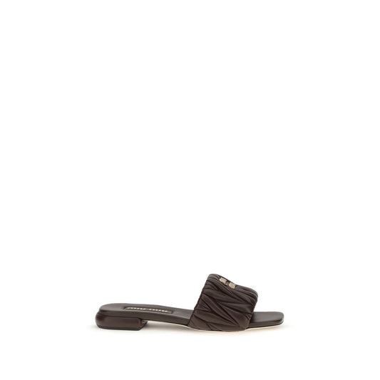 Miu Miu Matelassé Cognac Nappa Leather Sandals