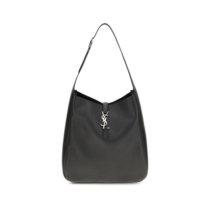 Saint Laurent Le 5 À 7 Large Black Grained Leather Hobo Bag