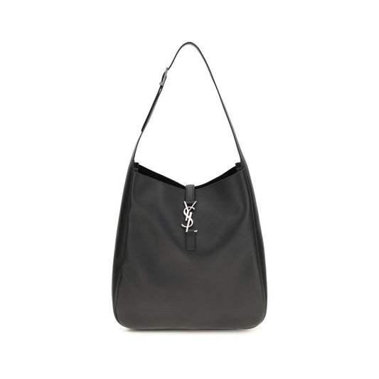 Saint Laurent Le 5 À 7 Large Black Grained Leather Hobo Bag