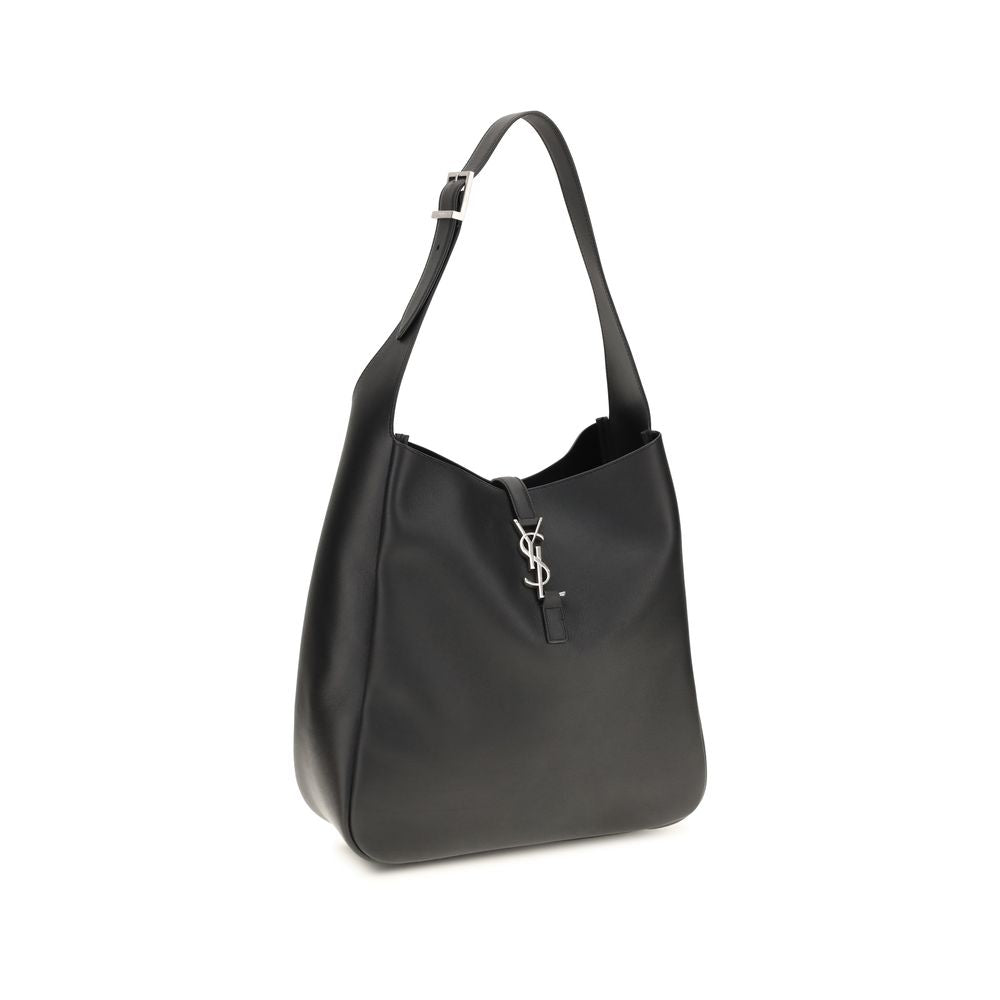 Saint Laurent Le 5 À 7 Large Black Grained Leather Hobo Bag