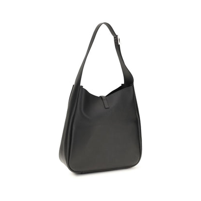 Saint Laurent Le 5 À 7 Large Black Grained Leather Hobo Bag