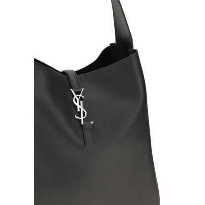 Saint Laurent Le 5 À 7 Large Black Grained Leather Hobo Bag
