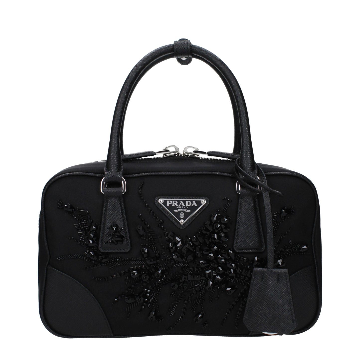 Prada Black Sequined Fabric Top-Handle Bag